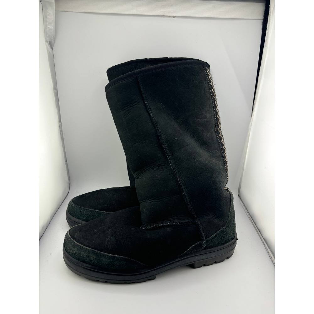 UGG Australia Sunburst Tall Black Sheepskin Shearling Boots Womens 7